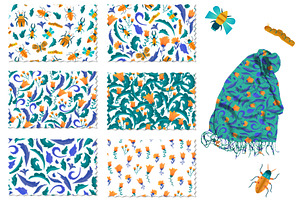 Vector Set Of Insects Patterns