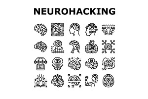 neurohacking neuroplasticity icons, an Object Illustration by pikepicture