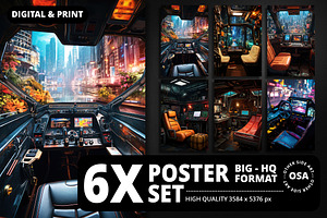 Cyberpunk Vehicle Interior Poster