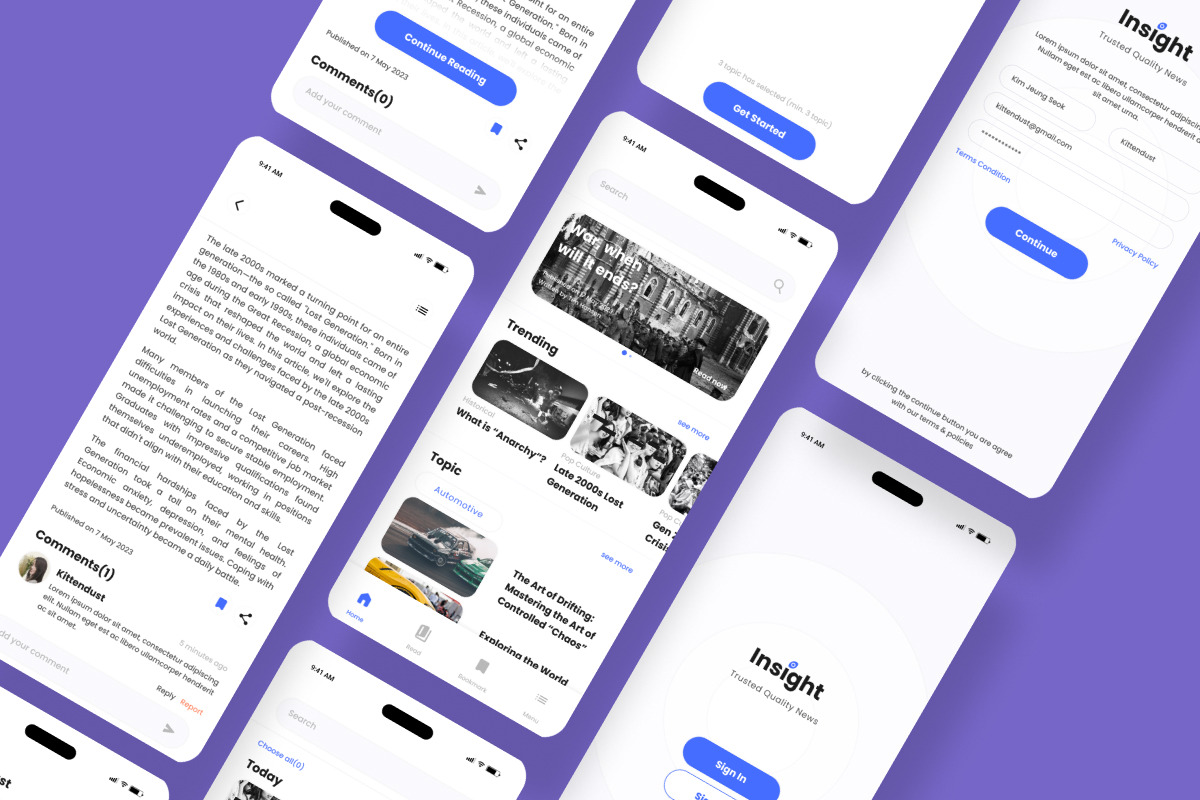 Insight - News & Blog Mobile Apps, an UI Kit Template by twinstd (Photo 4 of 4)