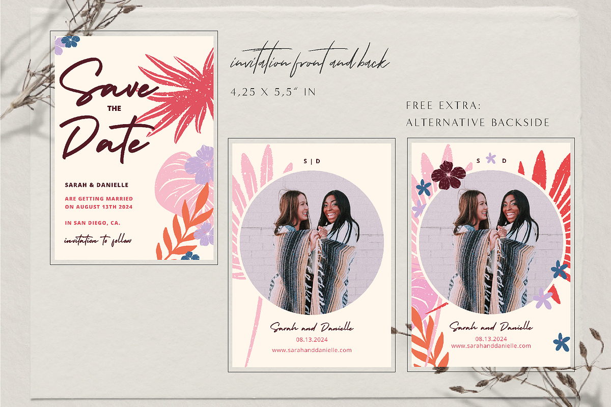 Tropical Floral Save The Date CANVA, an Invitation Template by StudioVonBraitenberg (Photo 8 of 9)