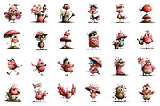 Whimsical Spring Bird Clipart, an Illustration by CreationArt (Thumbnail 5 of 6)