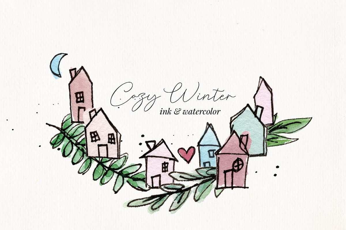Cozy Winter Ink & Watercolor Set, an Illustration by Chelsea Bromley (Photo 2 of 5)