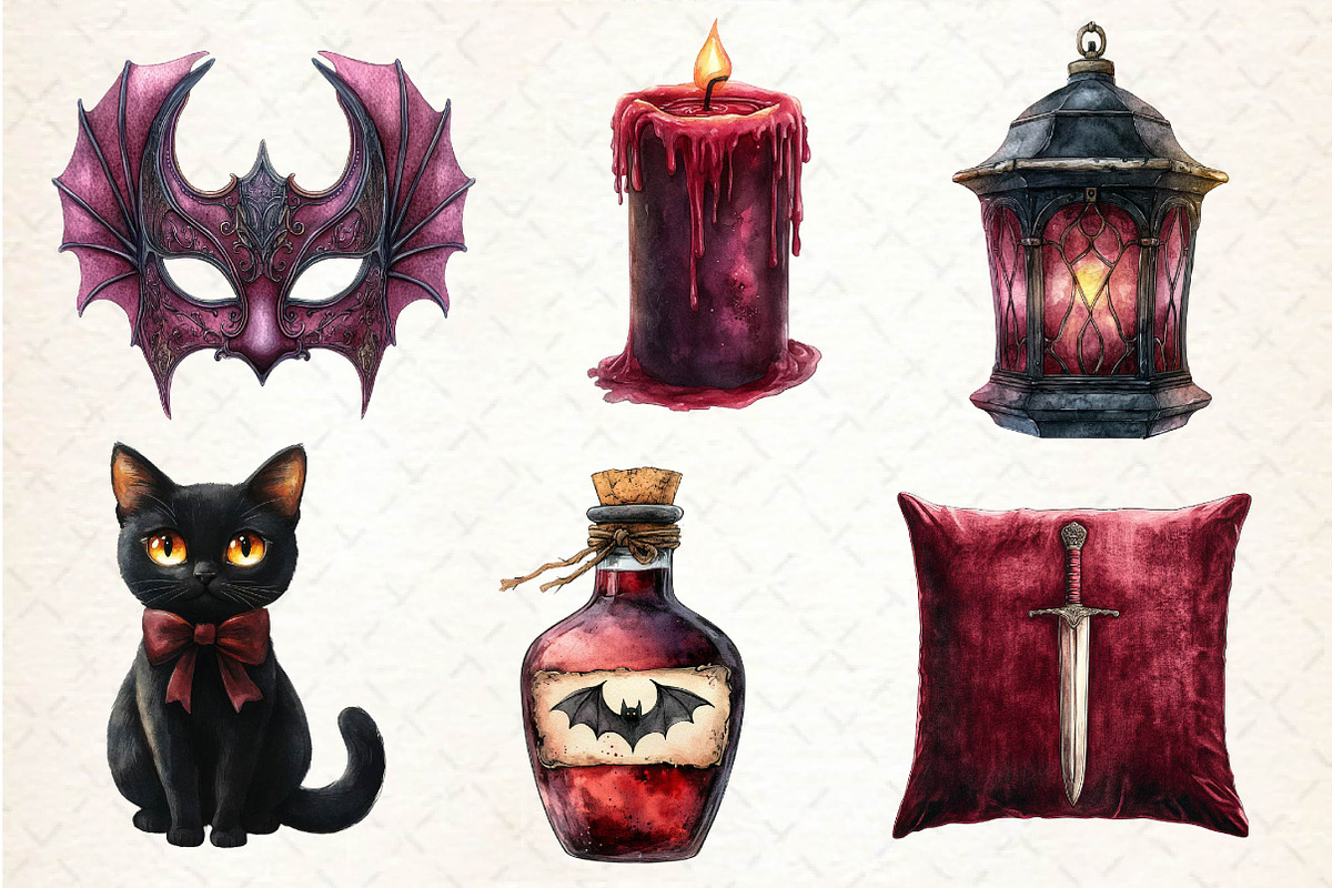 Burgundy Halloween Clipart, an Illustration by Dream Creation (Photo 6 of 7)