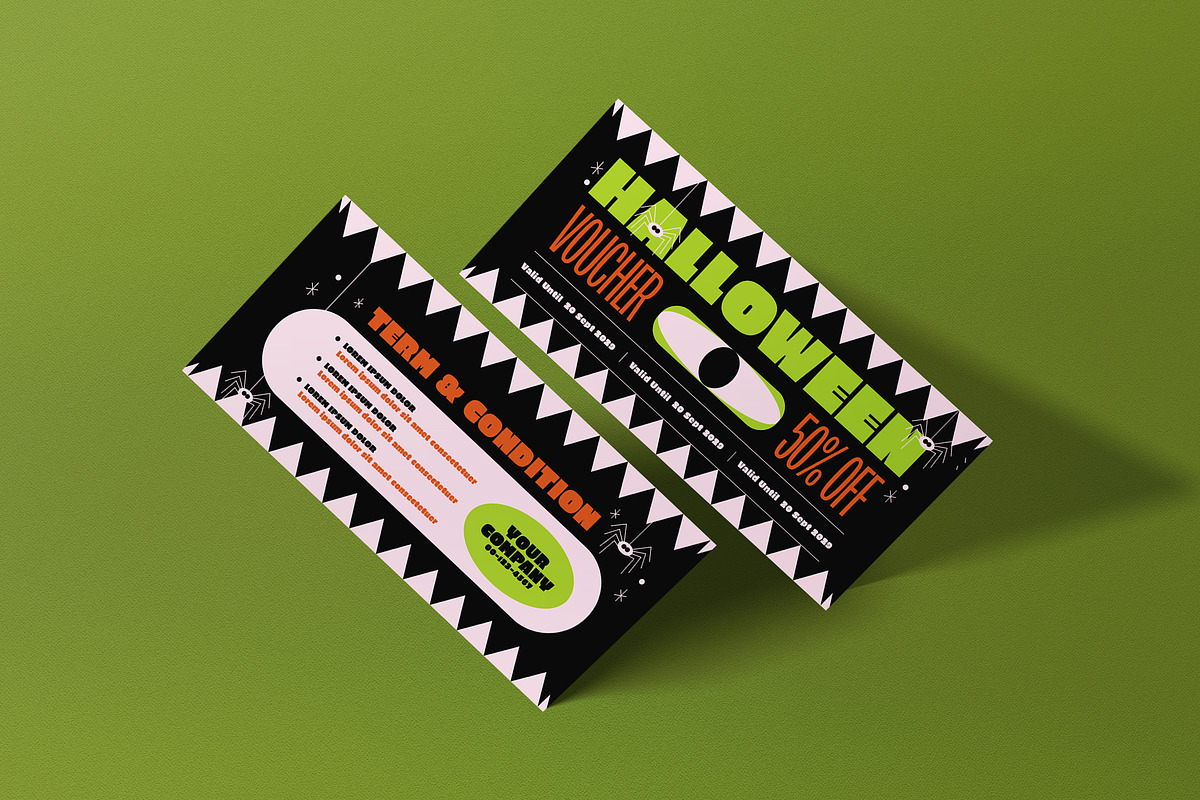 Black Flat Halloween Sale Voucher, a Card Template by graphicook (Photo 2 of 3)