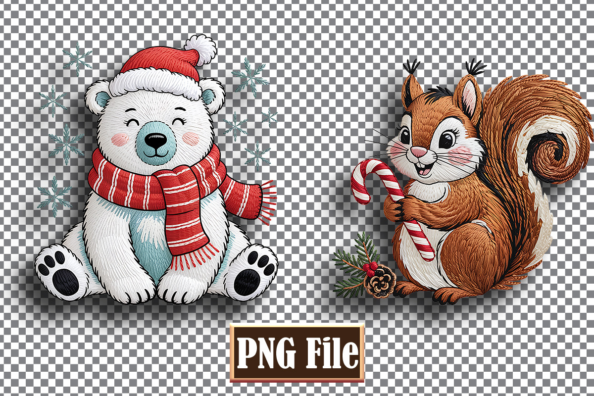 Christmas Animal Embroidery Clipart, a Seasonal Illustration by protabsorkar11 (Photo 3 of 10)