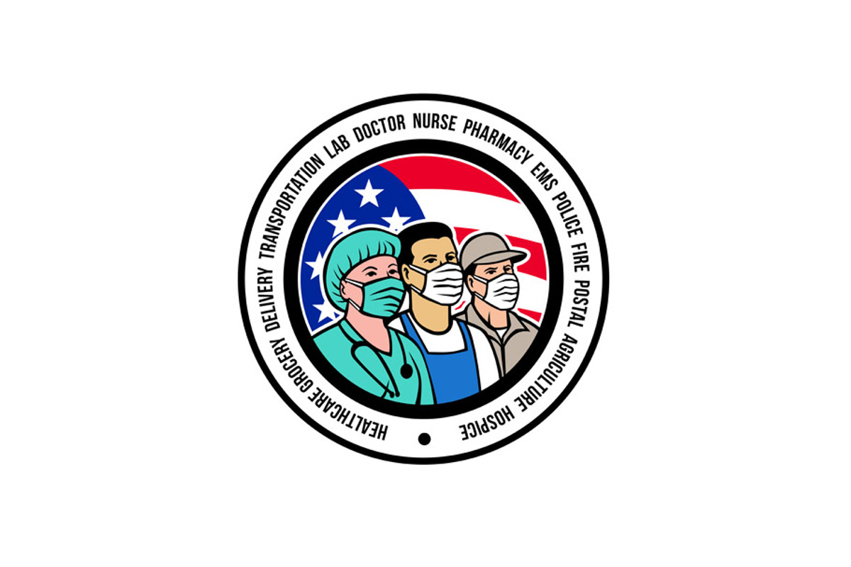 American Front Line Workers USA Flag, an Outline Icon by patrimonio