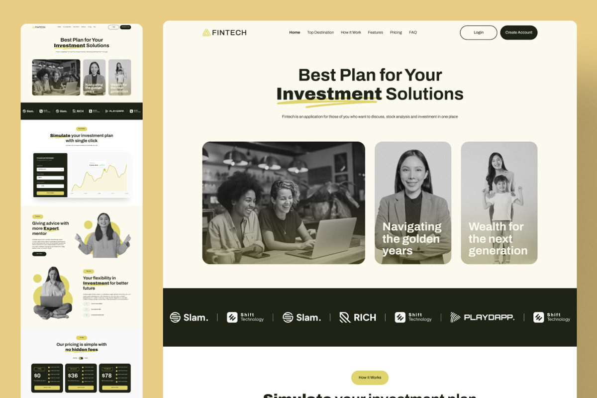 Investment Solution Web Landing Page, a Landing Page Template by UICreative (Photo 2 of 4)