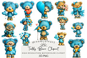 Quirky Valentine Teddy Bear Clipart, an Illustration by DreamCafeArt (Thumbnail 1 of 6)