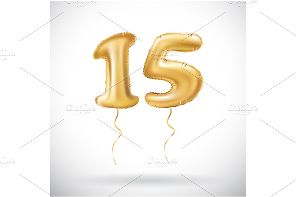 vector Golden number 15 fifteen, a Graphic by Rommeo79