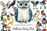 Spooky Halloween Quirky Bird Clipart, an Illustration by Craft Nest (Thumbnail 1 of 6)