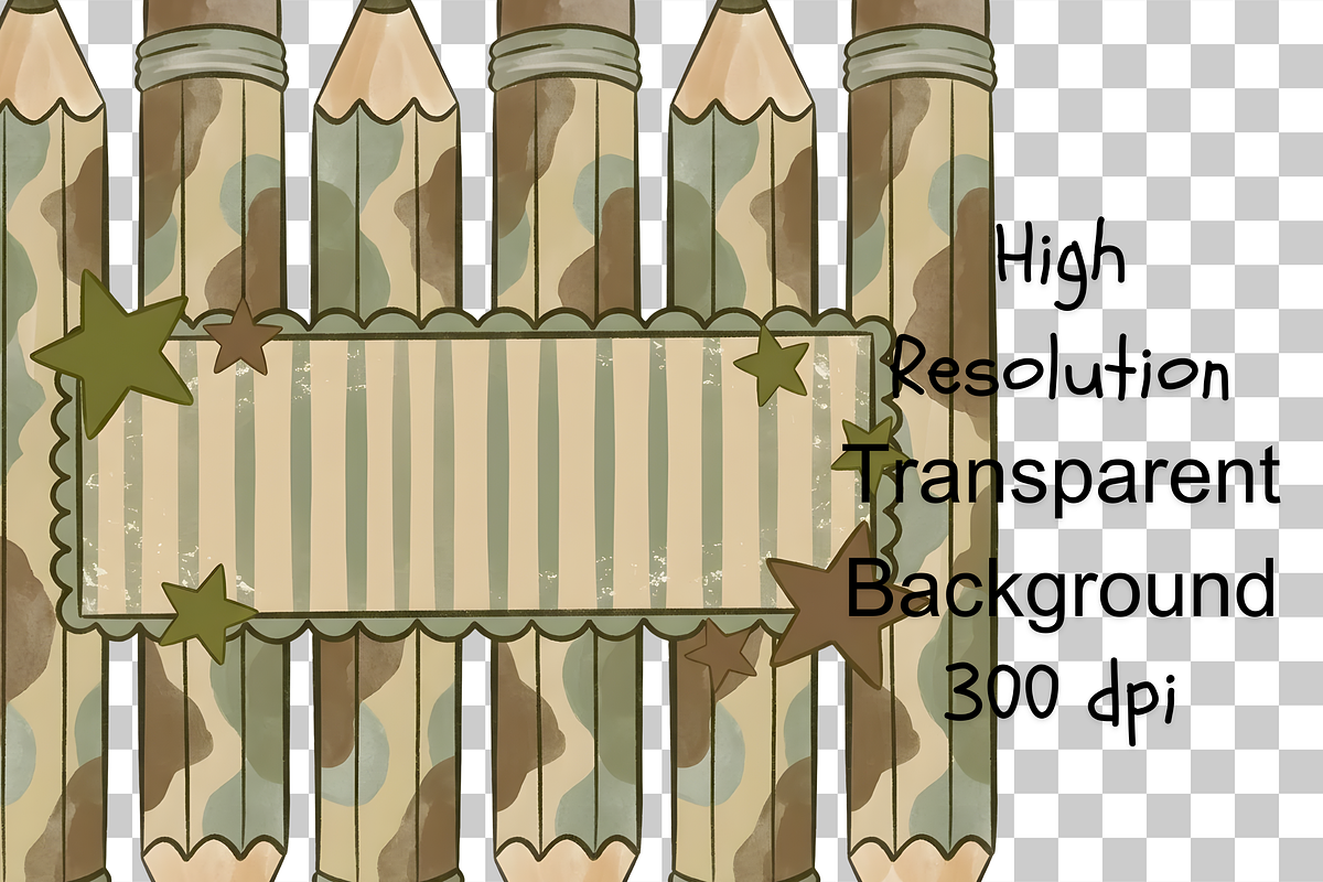 Camo Back to School Pencil Png, an Object Illustration by Clipart Bloom (Photo 2 of 3)