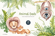Animal Dads. Watercolor Cliparts., an Animal Illustration by TachNatur (Thumbnail 1 of 7)