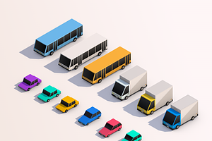 Cartoon Low Poly City Cars Pack