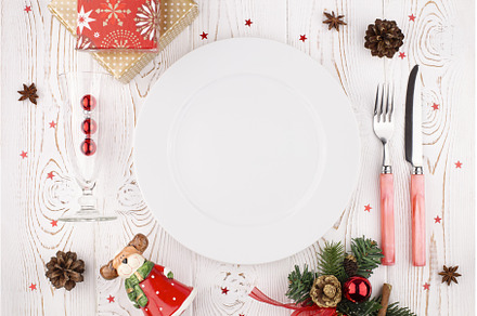 Rustic Christmas white table with