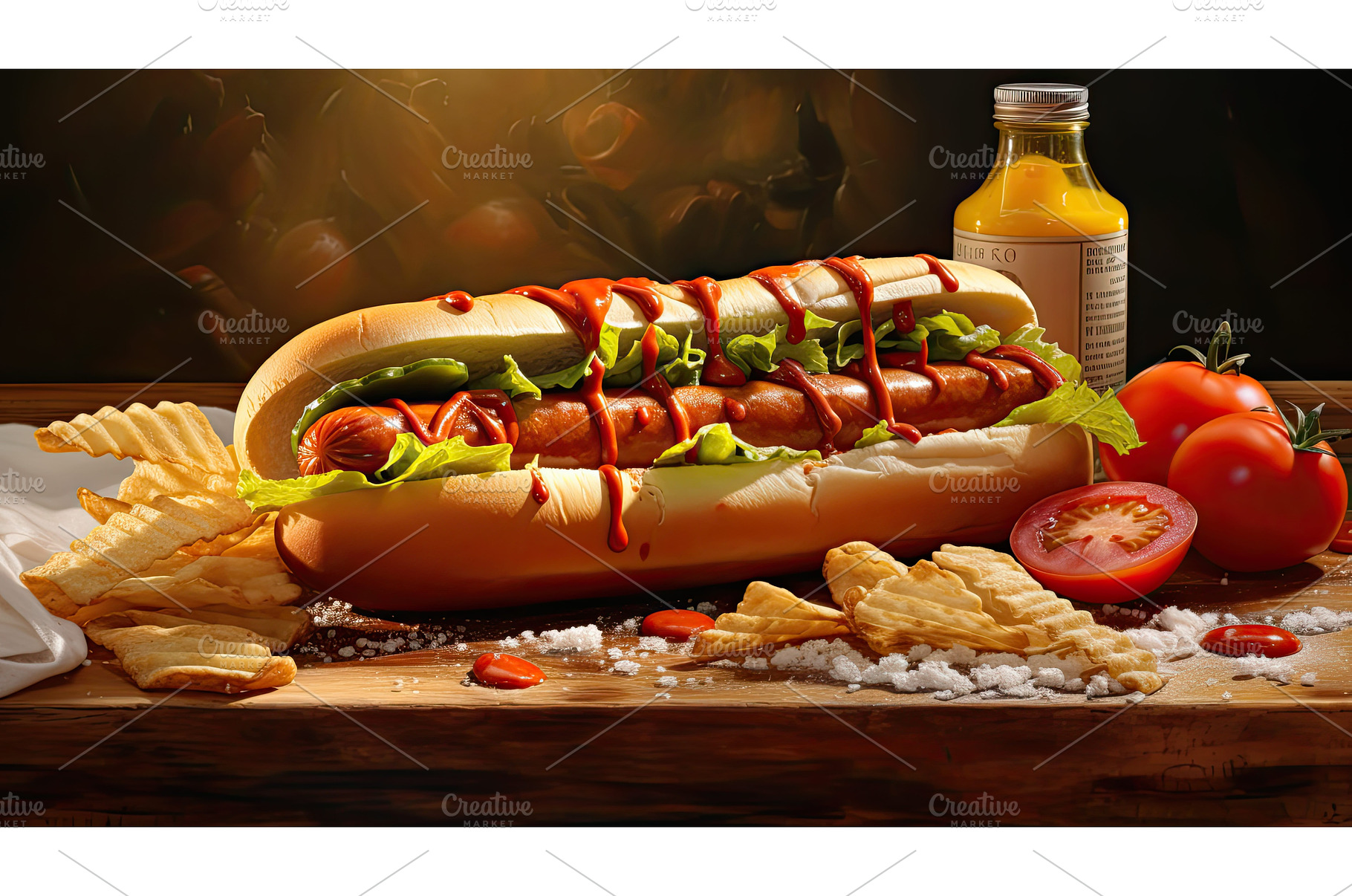 condiments hot dog ai generated, a Food & Drink Photo by pikepicture