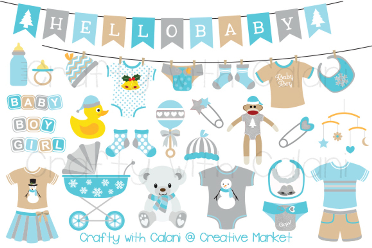 Winter Wonderland Baby Clipart, an Illustration by Crafty with Calani
