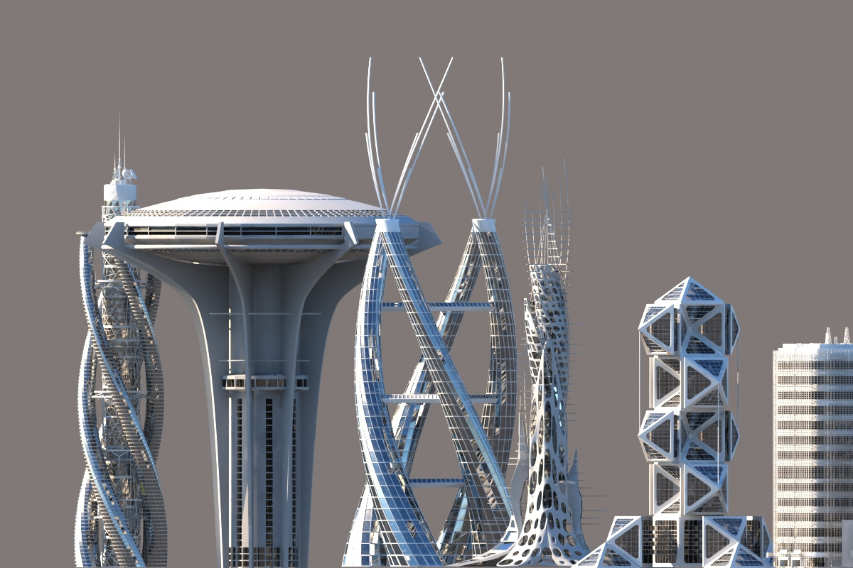 Futuristic Skyscrapers, an Architecture 3D Model by Giimann (Photo 3 of 10)