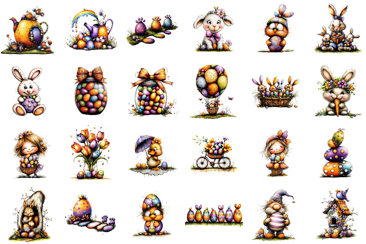 Whimsical Pastel Easter Clipart, an Illustration by designcity5 (Photo 2 of 5)
