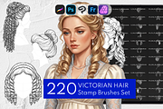 Victorian Hair Procreate Stamps, a Brush Add-On by Selentaori Studio (Thumbnail 1 of 12)