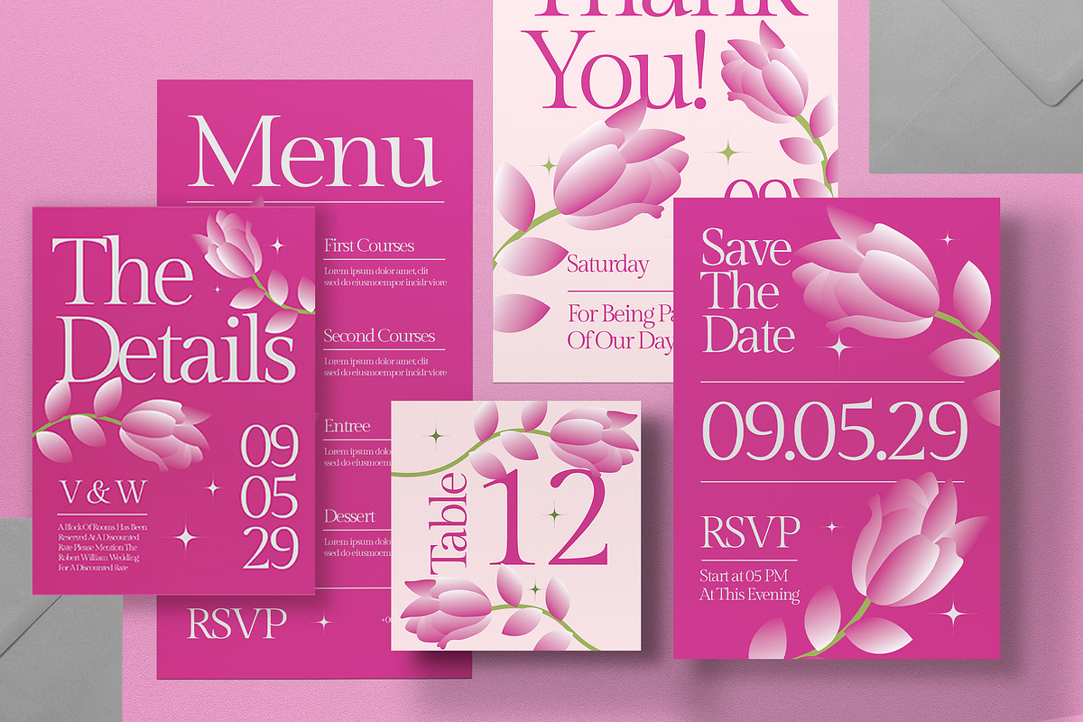 Pink Y2K Wedding Invitation Set, an Invitation Template by graphicook (Photo 3 of 3)