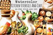 Kitchen Utensils And Chef Watercolor, an Illustration by Libby Wishes (Thumbnail 1 of 7)