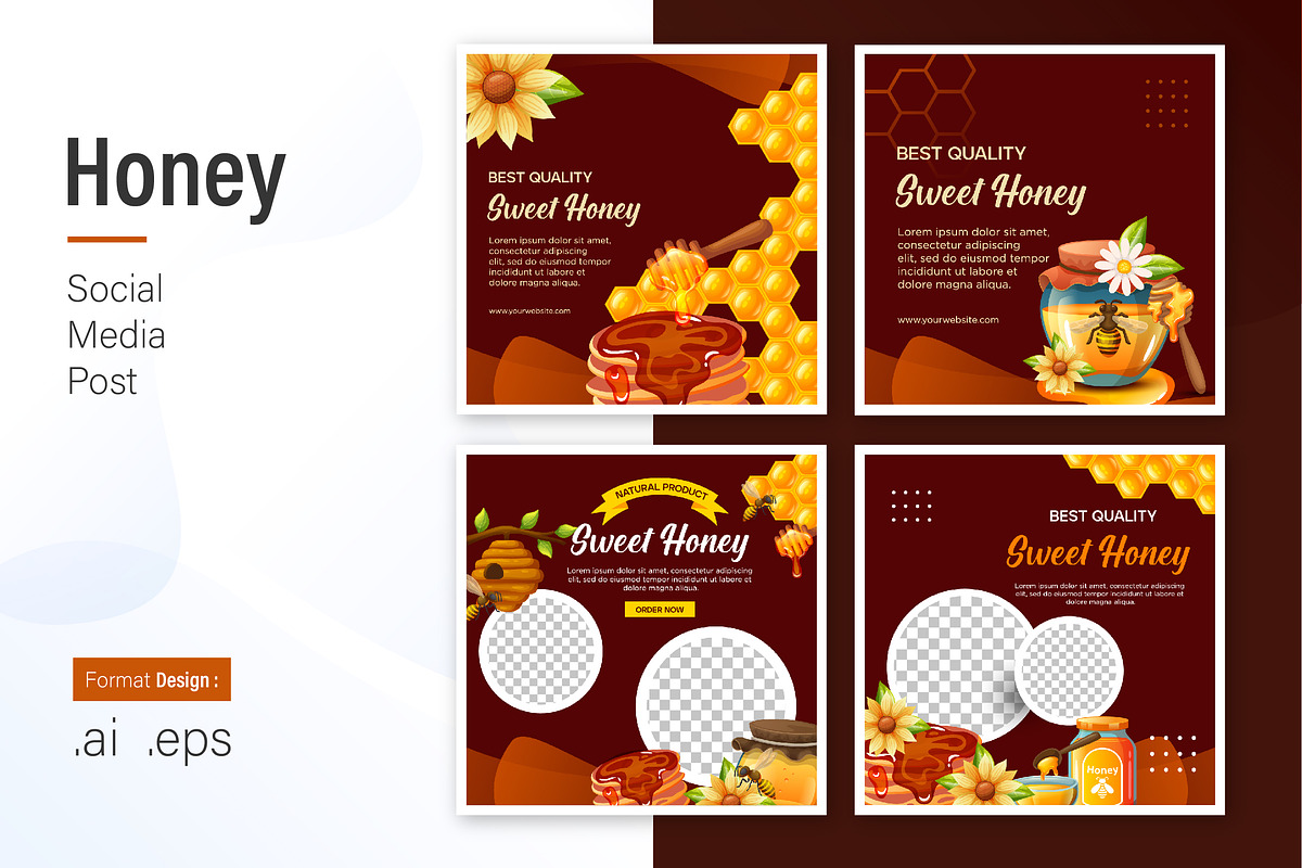 Honey Social Media Post Design, a Social Media Template by shin_std