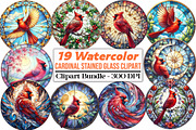 Round Cardinal Stained Glass Clipart, an Illustration by DreamCafeArt (Thumbnail 1 of 5)