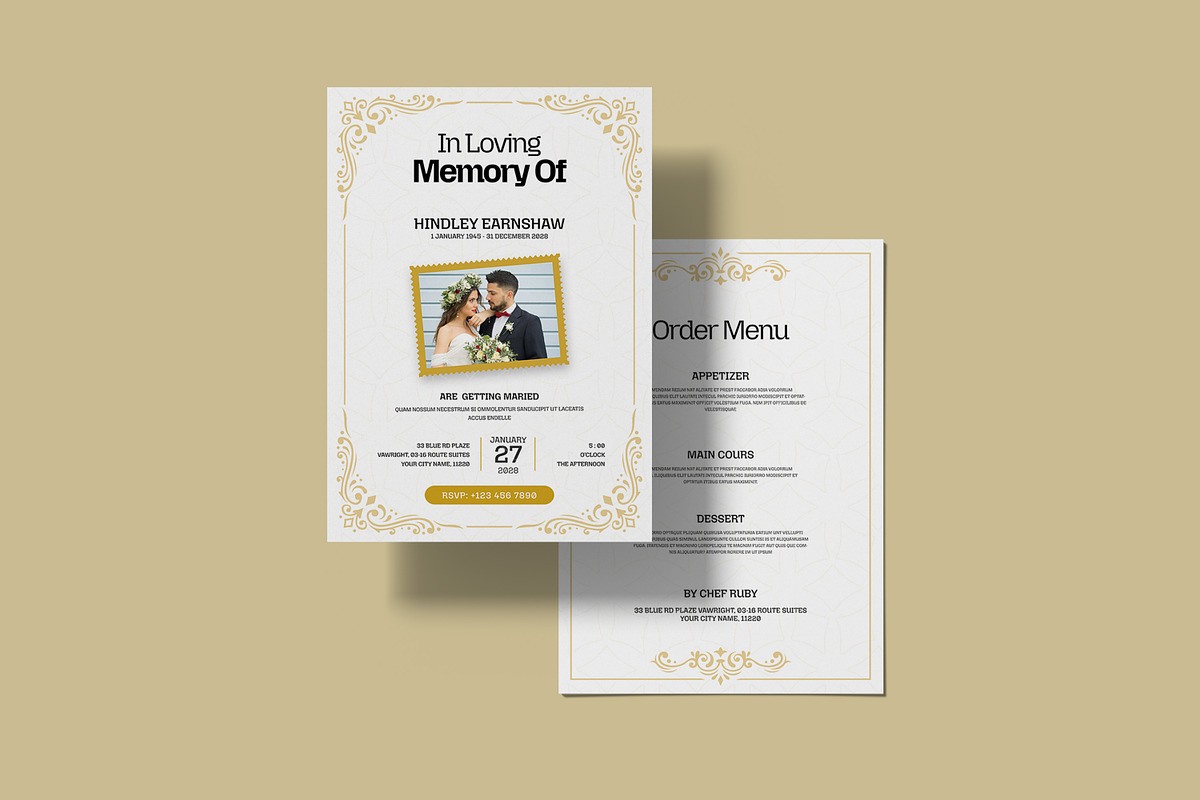 Floral Wedding Invitation Template, a Stationery Template by Creatiya Type (Photo 3 of 5)