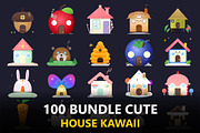 100 Asset Cute House Kawaii, a Decorative Illustration by Eka Design (Thumbnail 1 of 5)