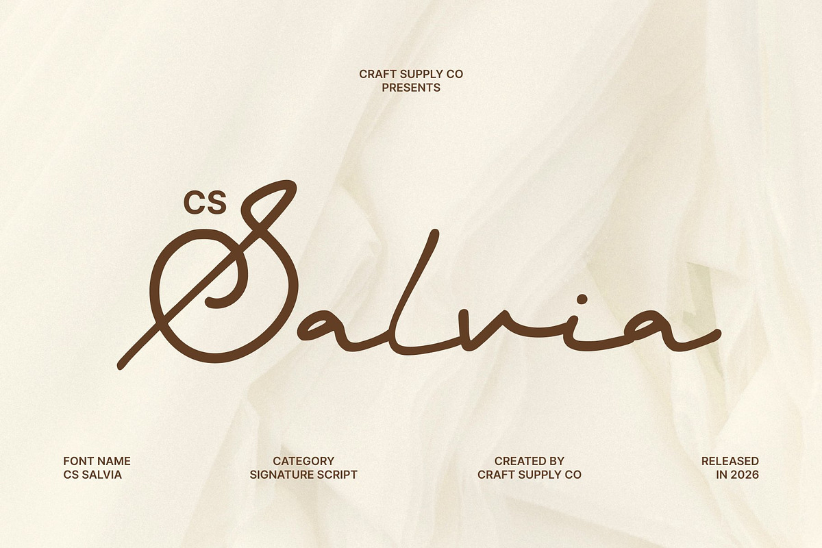 CS Salvia – Signature Font, a Script Font by Craft Supply Co. (Photo 1 of 8)