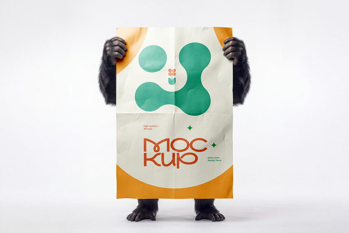Gorilla Character Mockup Set, a Merchandise Mockup by dpi (Photo 6 of 9)