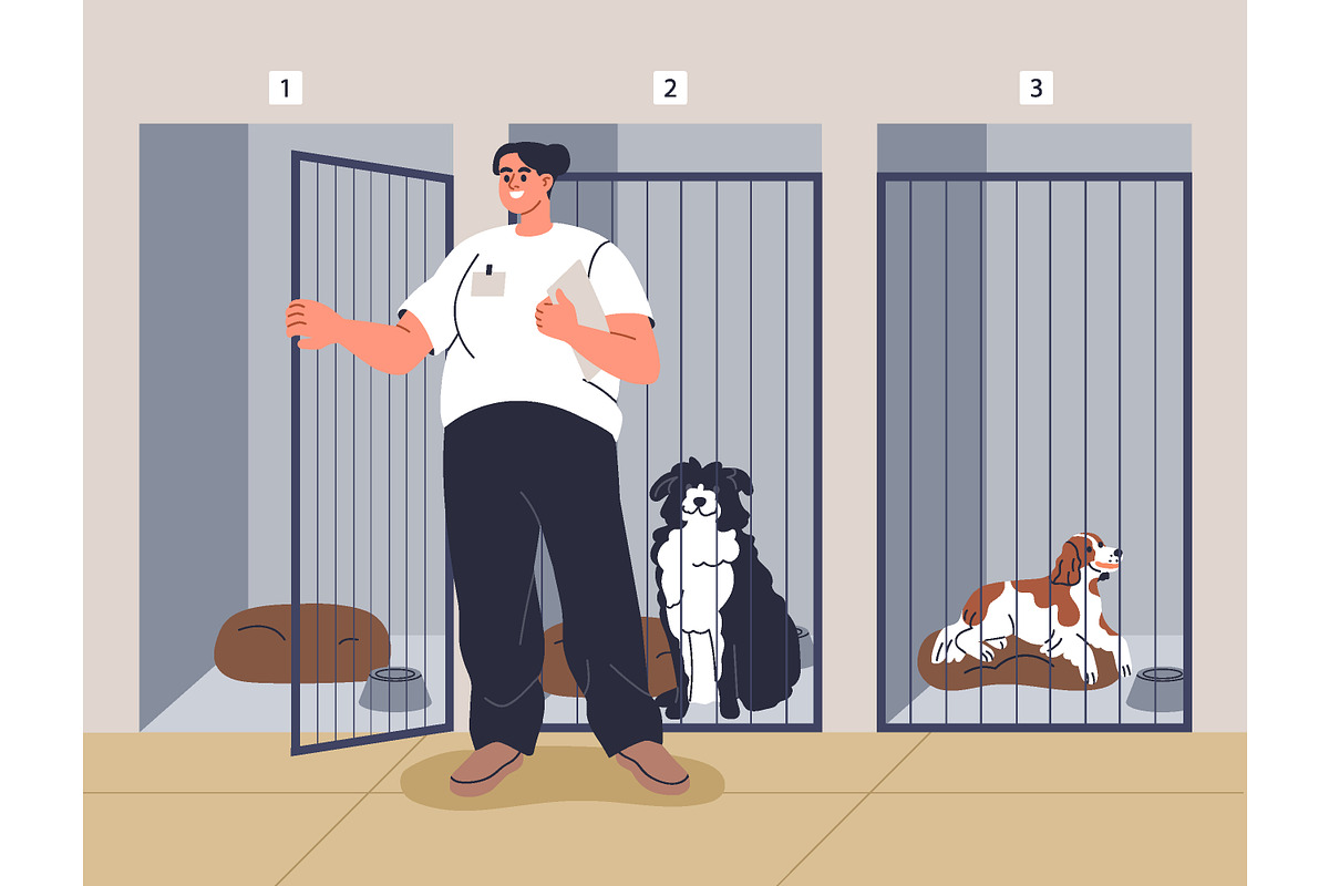 Volunteers & pets at animal shelter, an Animal Illustration by Good Studio (Photo 8 of 10)