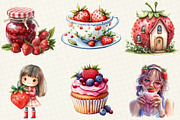 Watercolor Strawberry Clipart, an Illustration by OK Design (Thumbnail 3 of 5)