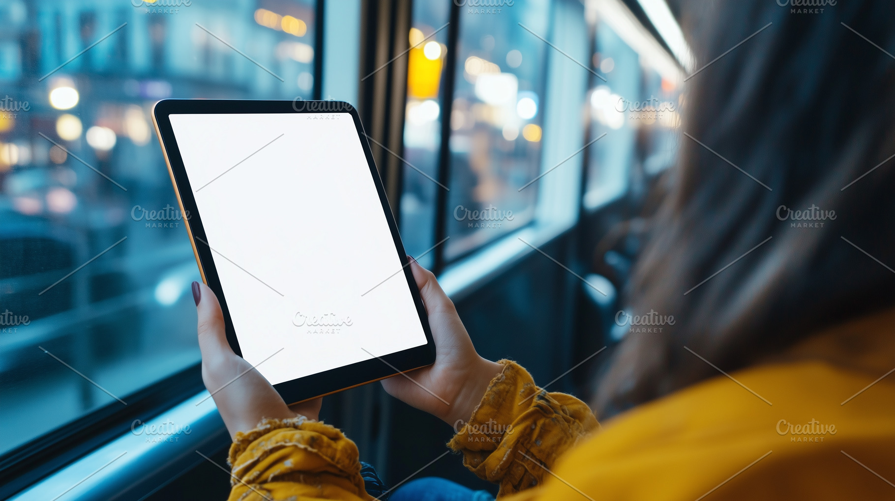 Woman in yellow jacket holds a blank, a Technology Photo by MistyDay
