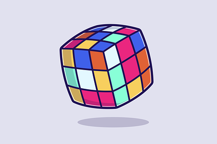Rubic Cube Cartoon Illustration, an Object Illustration by Catalyst Labs