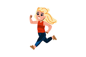 Smiling blond girl running and, a Sport Illustration by pikepicture