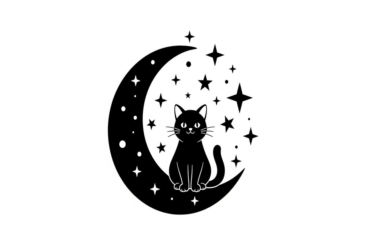 50 Cat Moon Silhouette Vector Bundle, an Illustration by jahid234 (Photo 40 of 51)