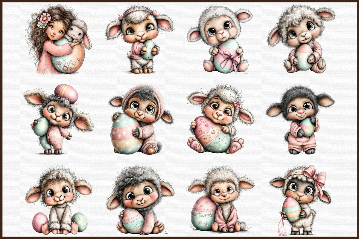 Whimsical Lamb with Easter Eggs Clip, an Illustration by Sublimation Artist (Photo 3 of 6)