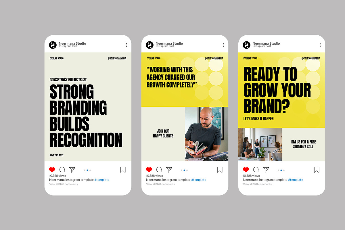 Bold Yellow Agency Instagram Post, a Social Media Template by Neermana (Photo 4 of 4)