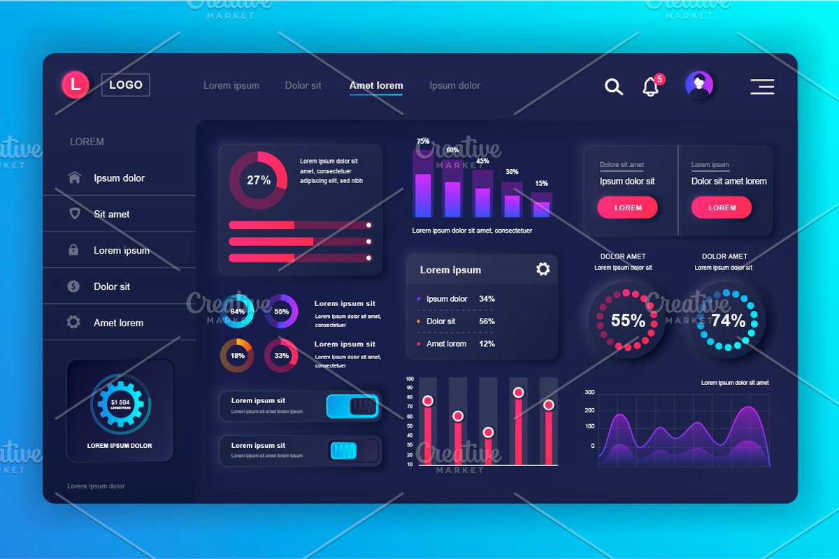Neumorphic UI Dashboard Admin Panel, a Templates & Theme by alexdndz (Photo 8 of 21)