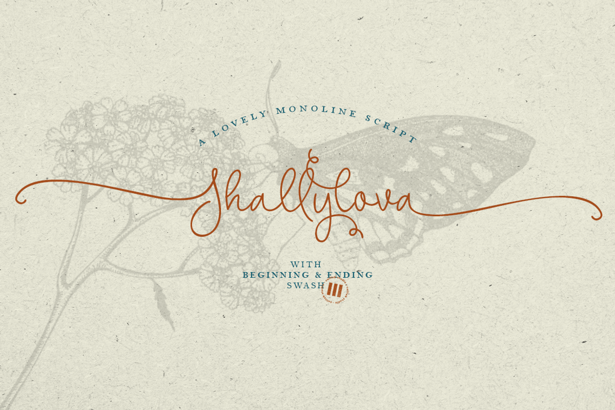 Shallylova | A Lovely Monoline Font, a Script Font by Colllab Studio (Photo 1 of 12)
