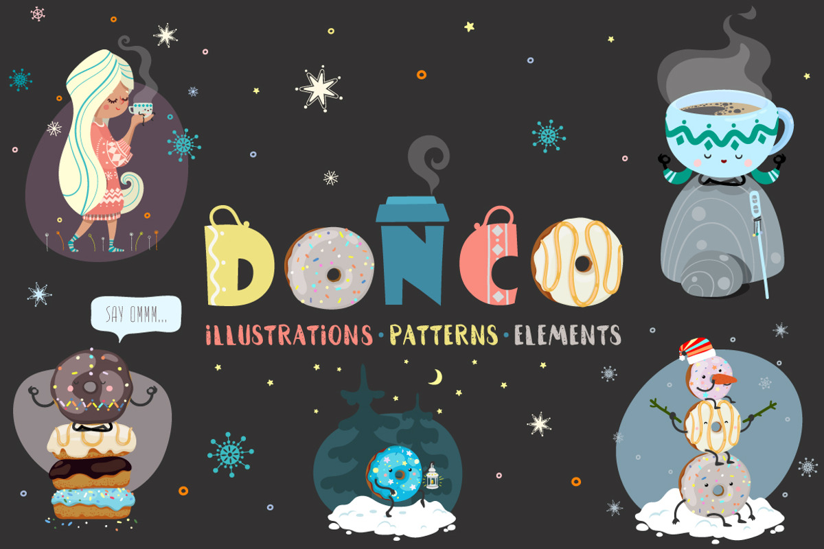 Donuts & Coffee. Graphic set, a Decorative Illustration by Good Genie (Photo 1 of 8)