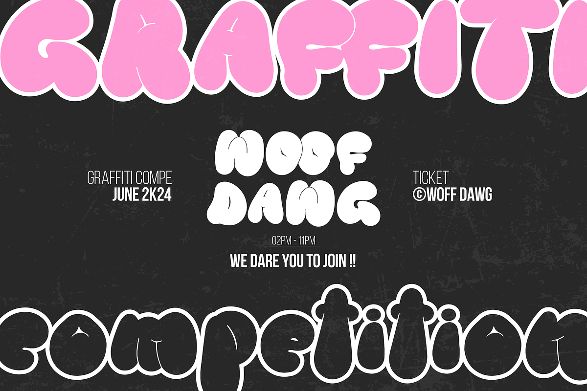 Woof Dawg | Bubble Graffiti, a Handwritten Font by Denustudios (Photo 7 of 15)