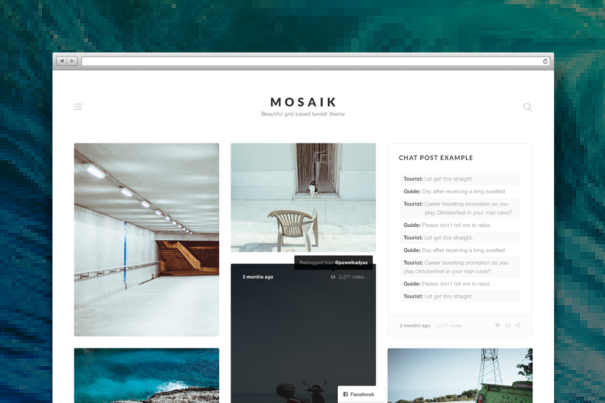 Mosaik tumblr theme, a Websites & App Template by Pixel Revel (Photo 1 of 4)