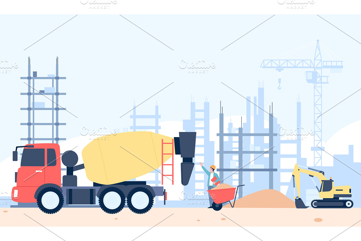 Building process on construction, an Illustration by LadadikArt