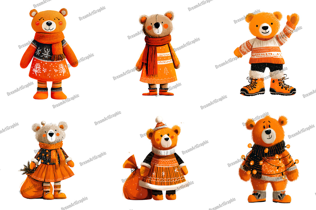 Watercolor Teddy Bear Clipart, an Illustration by DreamArtGraphic (Photo 4 of 5)