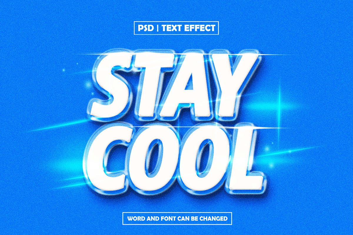 Stay cool blue glossy 3d text effect, a Layer Style Add-On by AP Market (Photo 1 of 2)