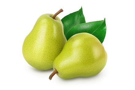 Green pear fruit isolated on white, a Food & Drink Photo by NataPhoto