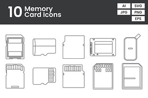 10 Memory Card Outline Icon, an Outline Icon by erifqizeicon
